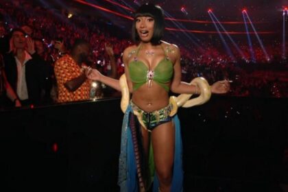 Megan Thee Stallion Panics Holding Live Snake During VMAs Britney Spears Tribute: ‘Stop the Music!’