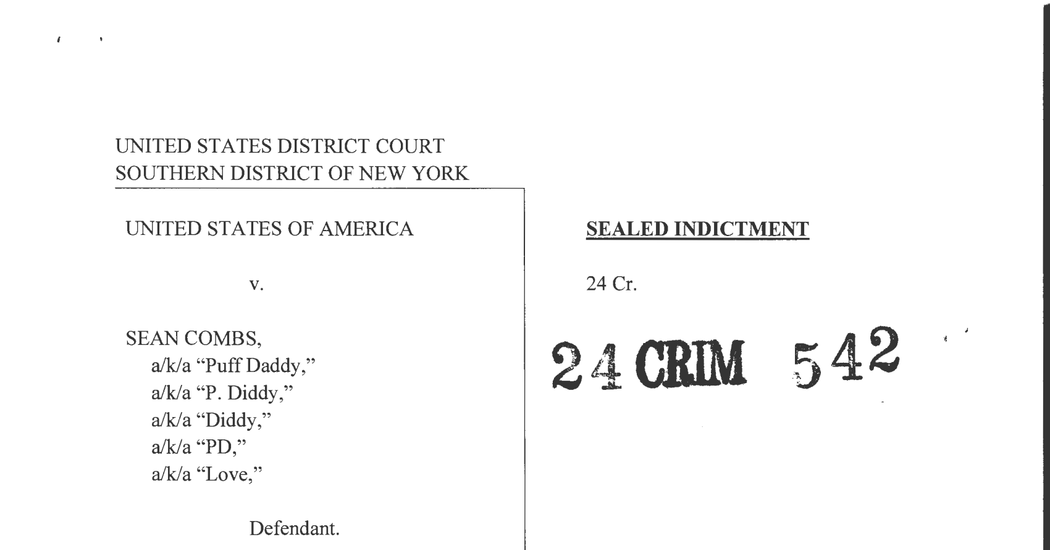 Why Was Sean Combs Arrested? Read the Full Indictment.